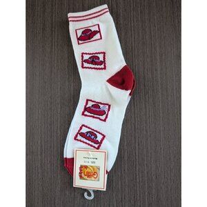 White & Red Ladies Fashion Socks Size 9-11 Perfect for Red Hat Society Event